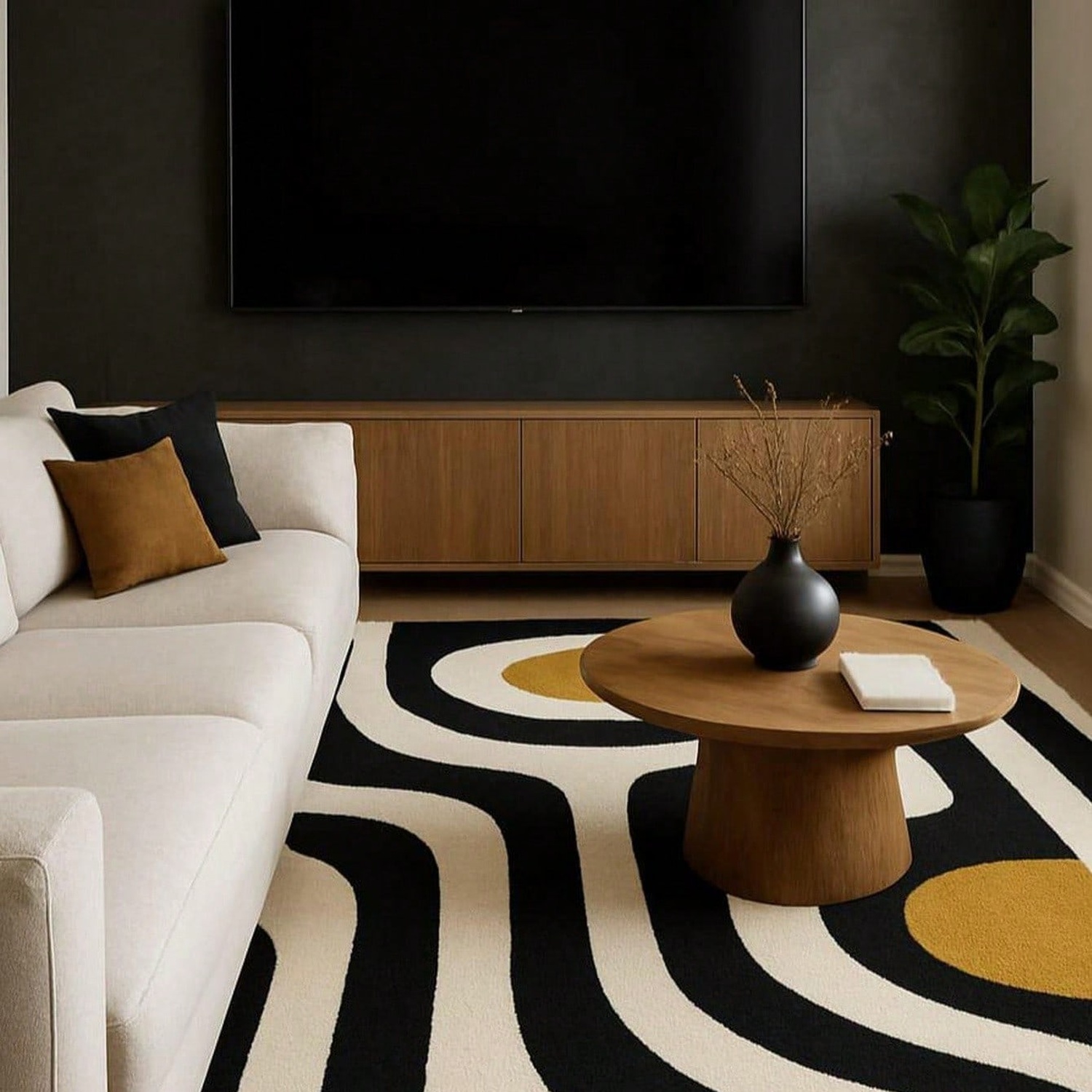 Century Textile & Sewing Supply Hours - Tufted Wool Rug, Geometric Pattern, Mid-Century