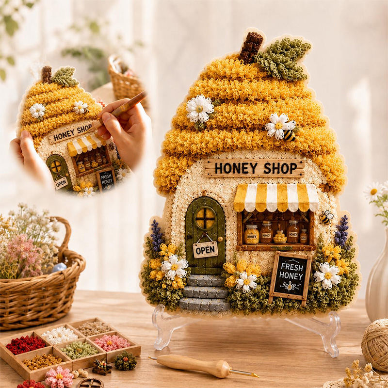 3D Mushroom House Poke Art DIY - огляд і ціна Sewing House