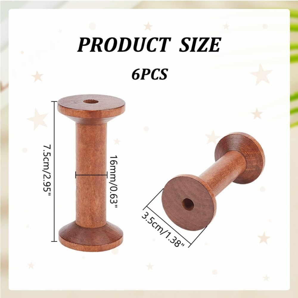 Wooden Spools 6pcs Empty Wood  - огляд і ціна Thread Bobbins Empty