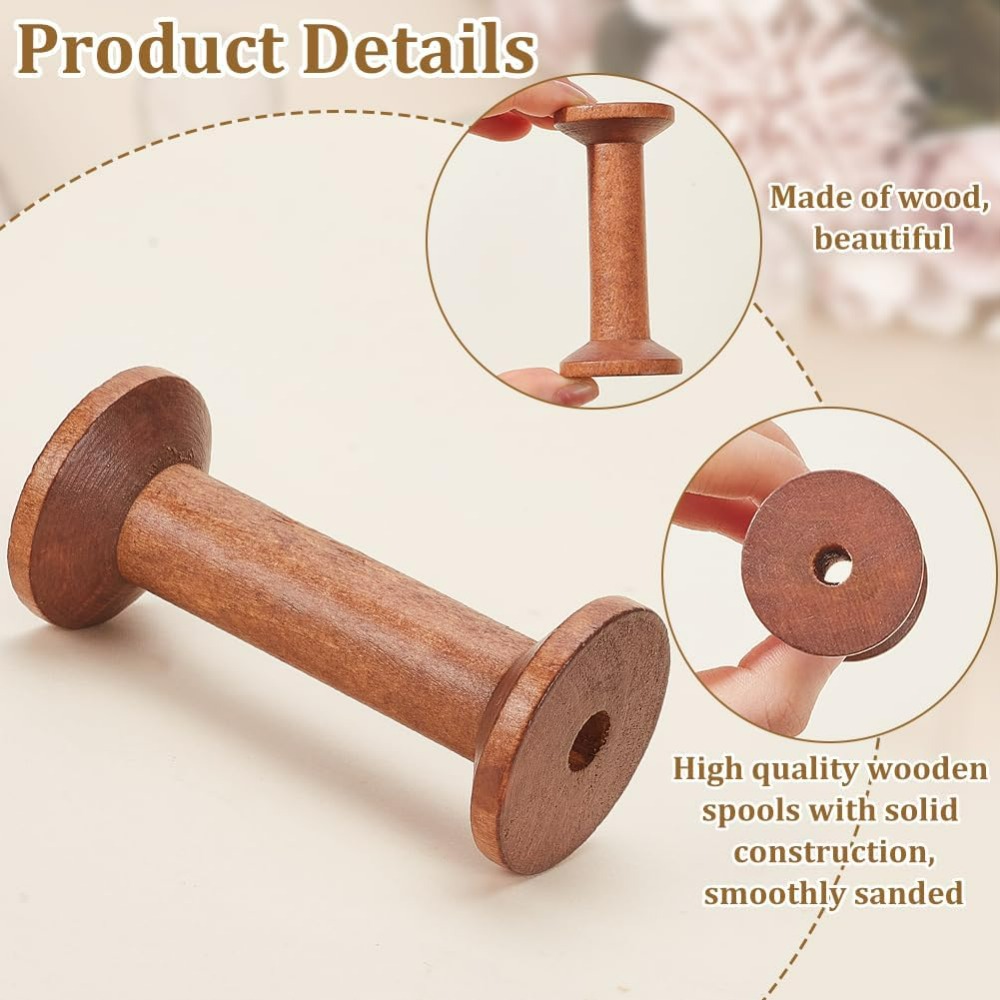 Wooden Spools 6pcs Empty Wood  - огляд і ціна Thread Bobbins Empty